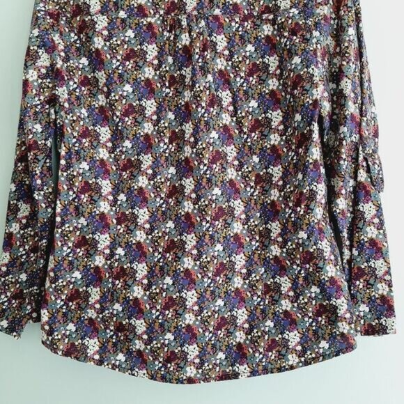 XXI FOREVER 21 Button Down Ditsy Floral Ruffle Detail Blouse Top Colorful Sz S - Picture 11 of 15